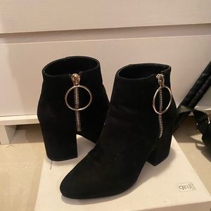 Black faux suede booties. Size 8 US. SUPER COMFORTABLE.